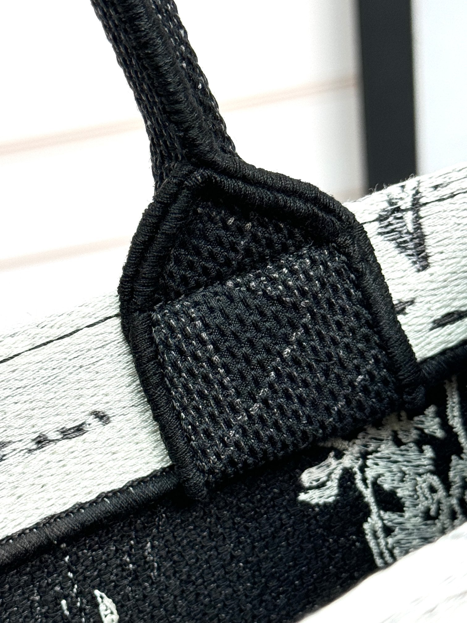 Christian Dior Small Book Tote Bag Black and White Embroidery