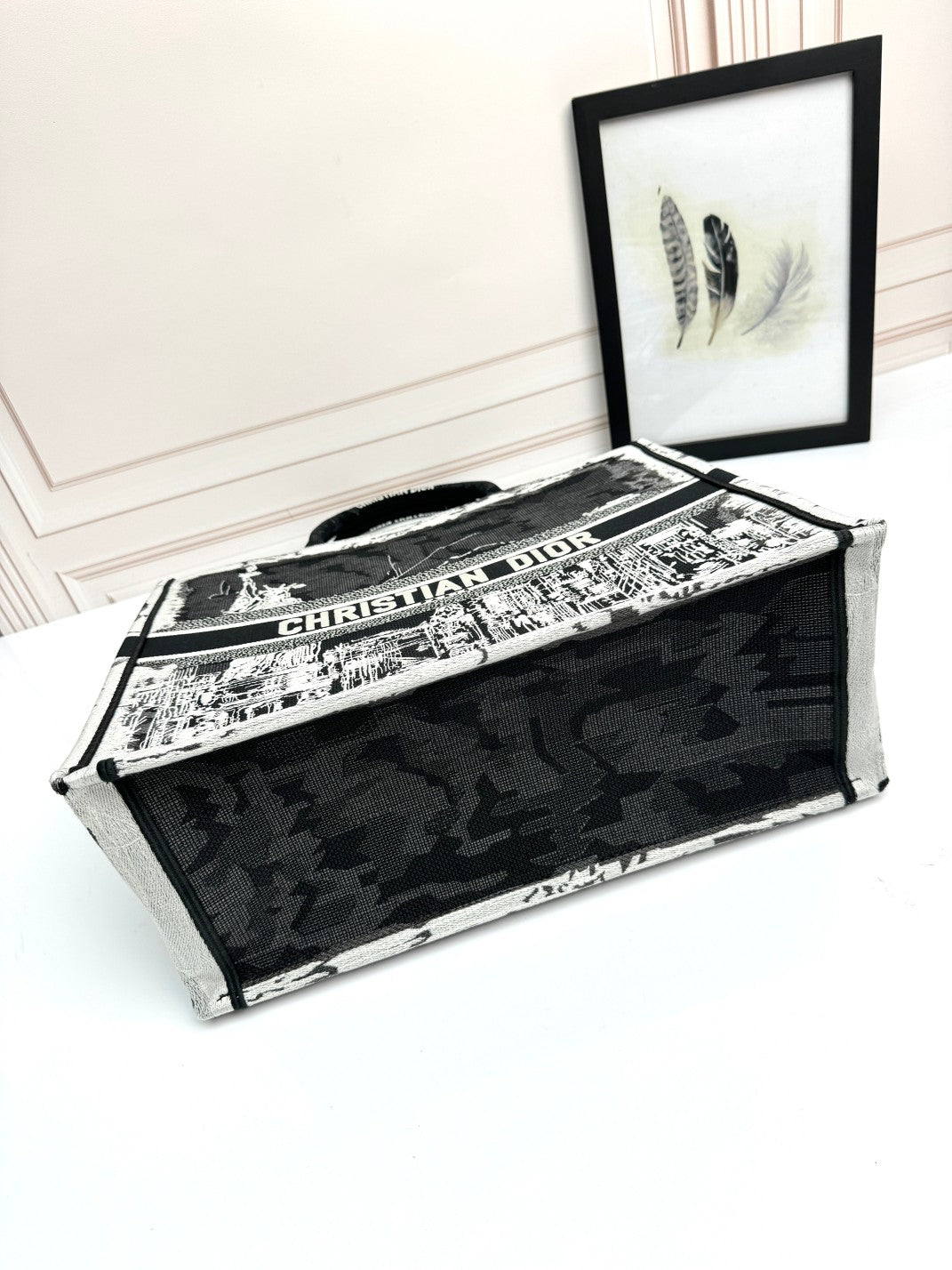 Christian Dior Large Book Tote Bag Black and White New York City Embroidery