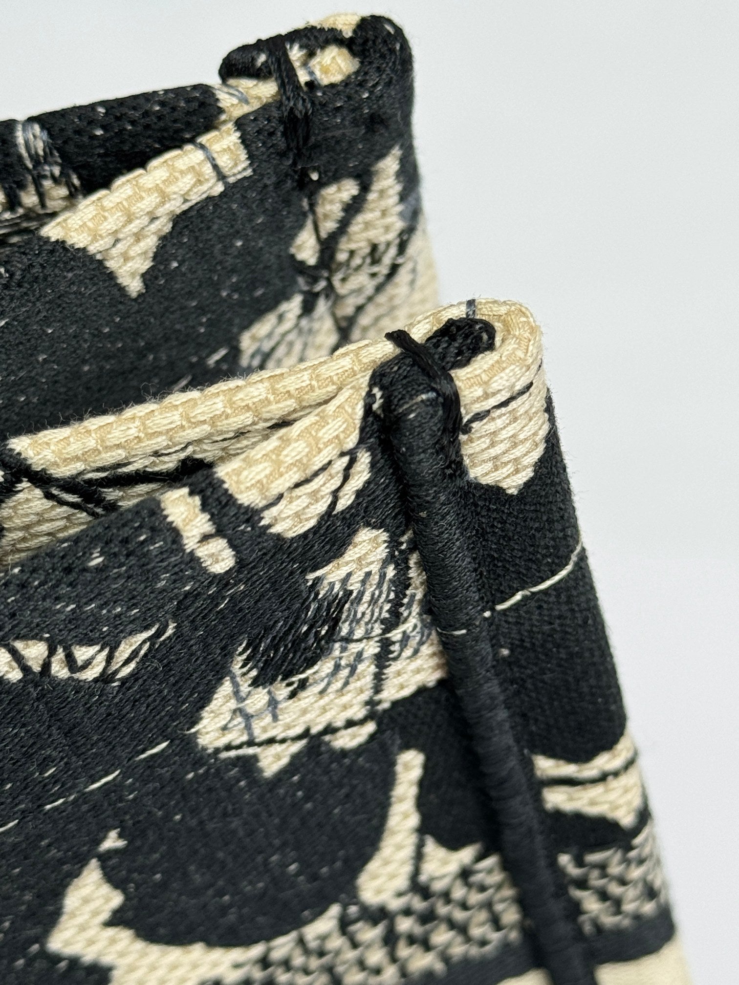 Christian Dior Small Book Tote - Black and Beige Floral Embroidery