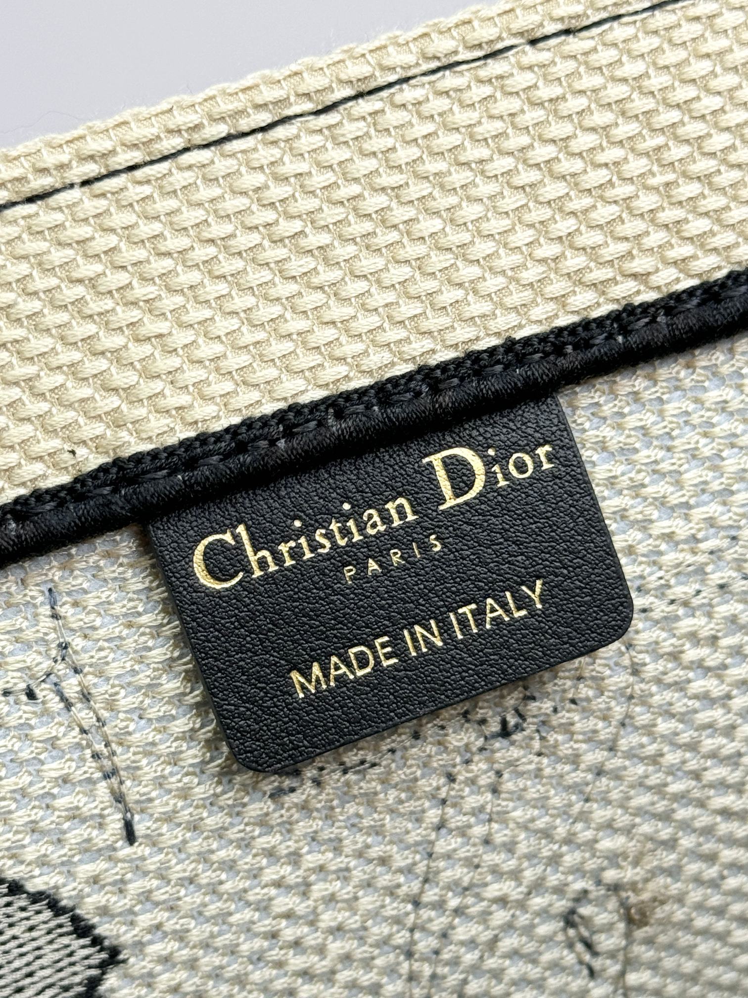 Christian Dior Large Book Tote Black and White Floral Embroidered Canvas