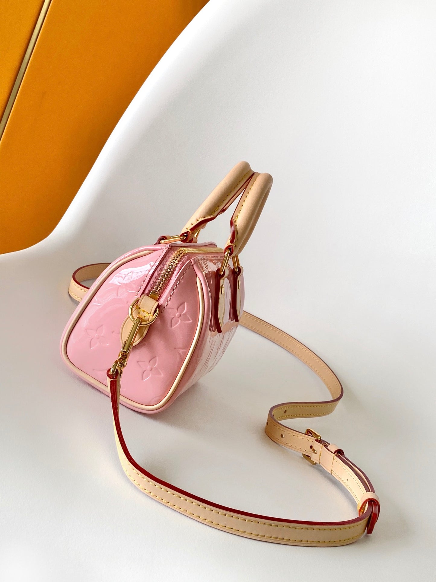 Louis Vuitton Pink Monogram Leather Nano Speedy Bag with Heart Charm