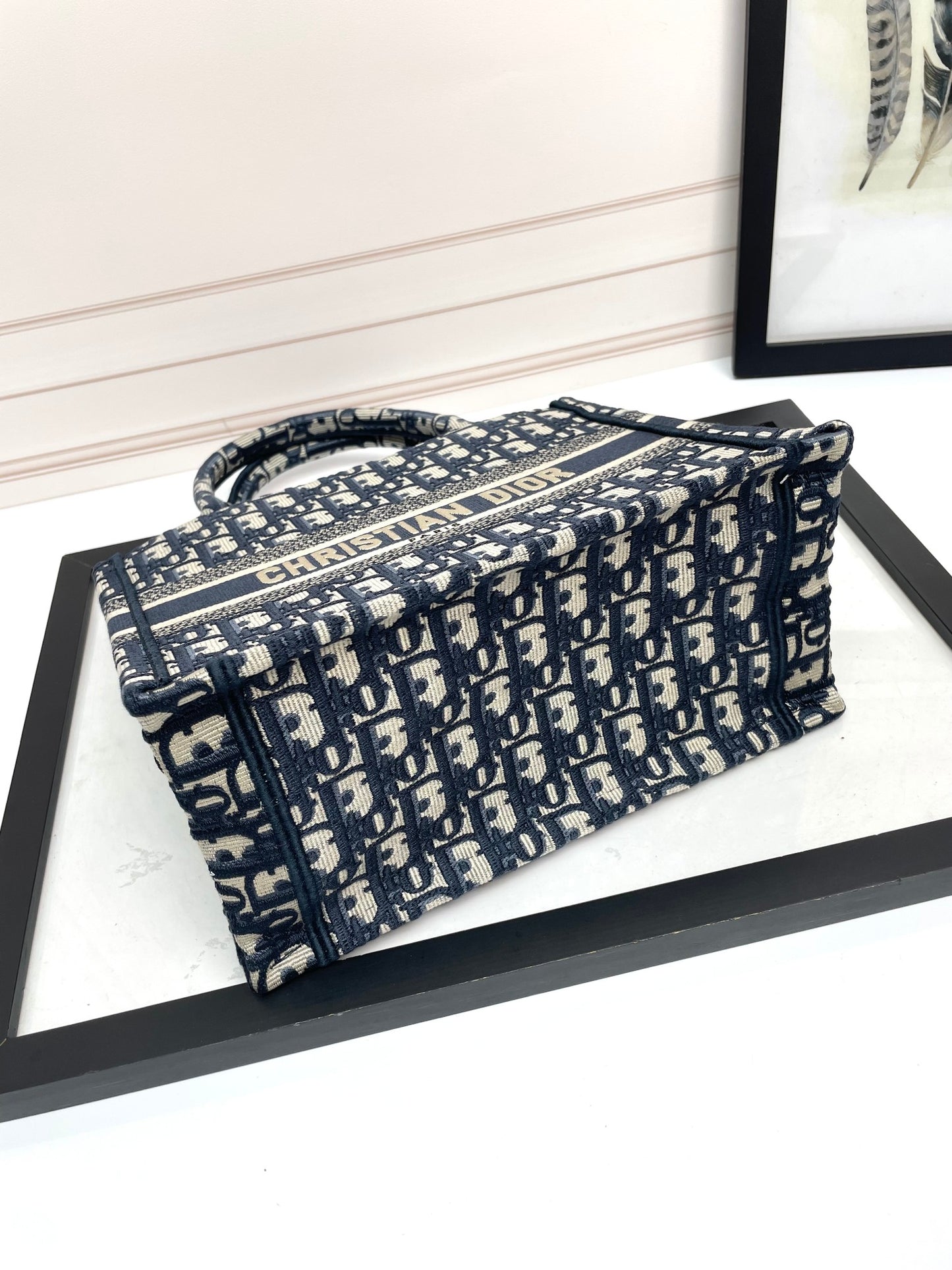 Christian Dior Blue Dior Oblique Embroidered Book Tote Bag
