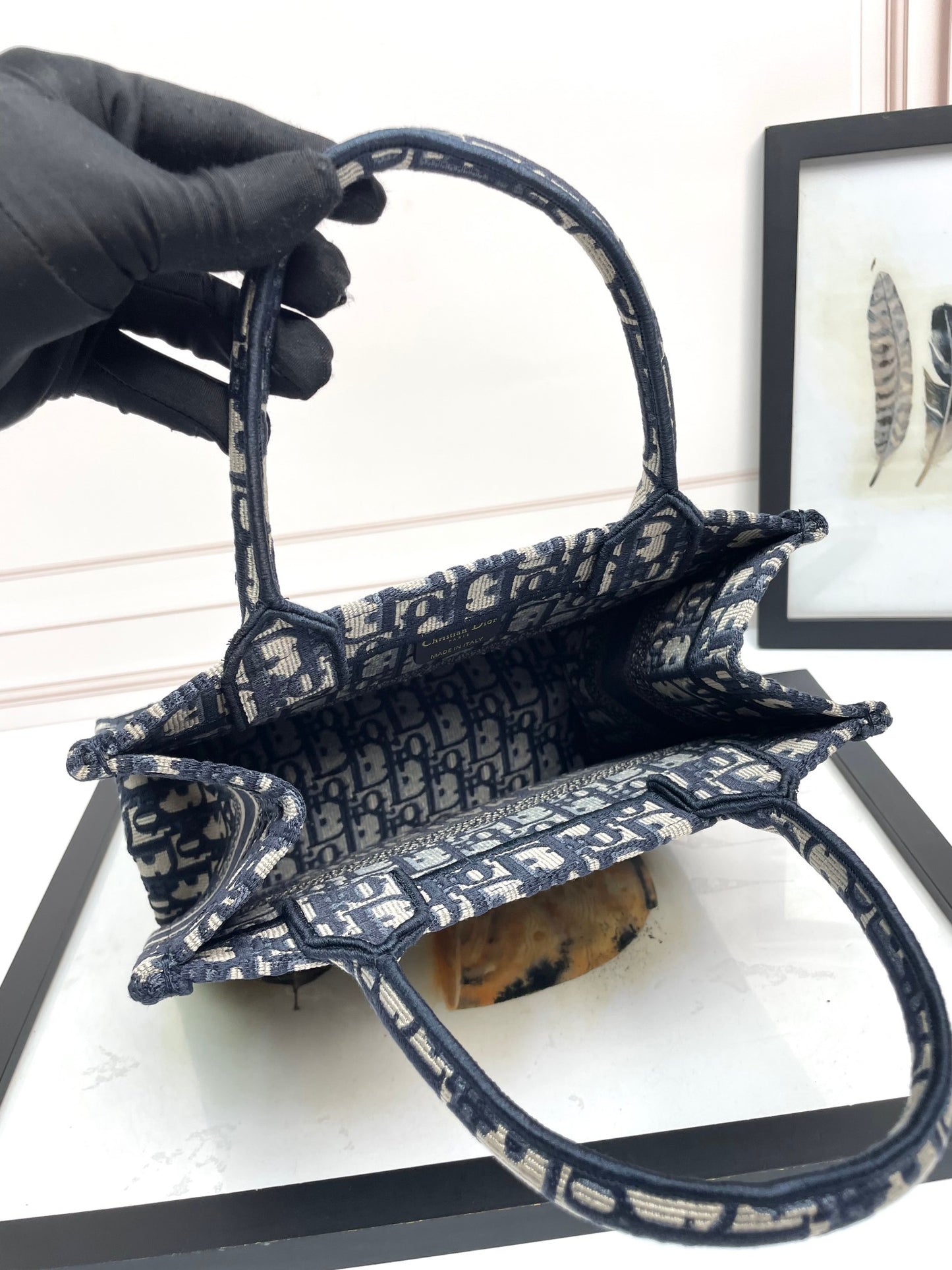 Christian Dior Blue Dior Oblique Embroidered Book Tote Bag