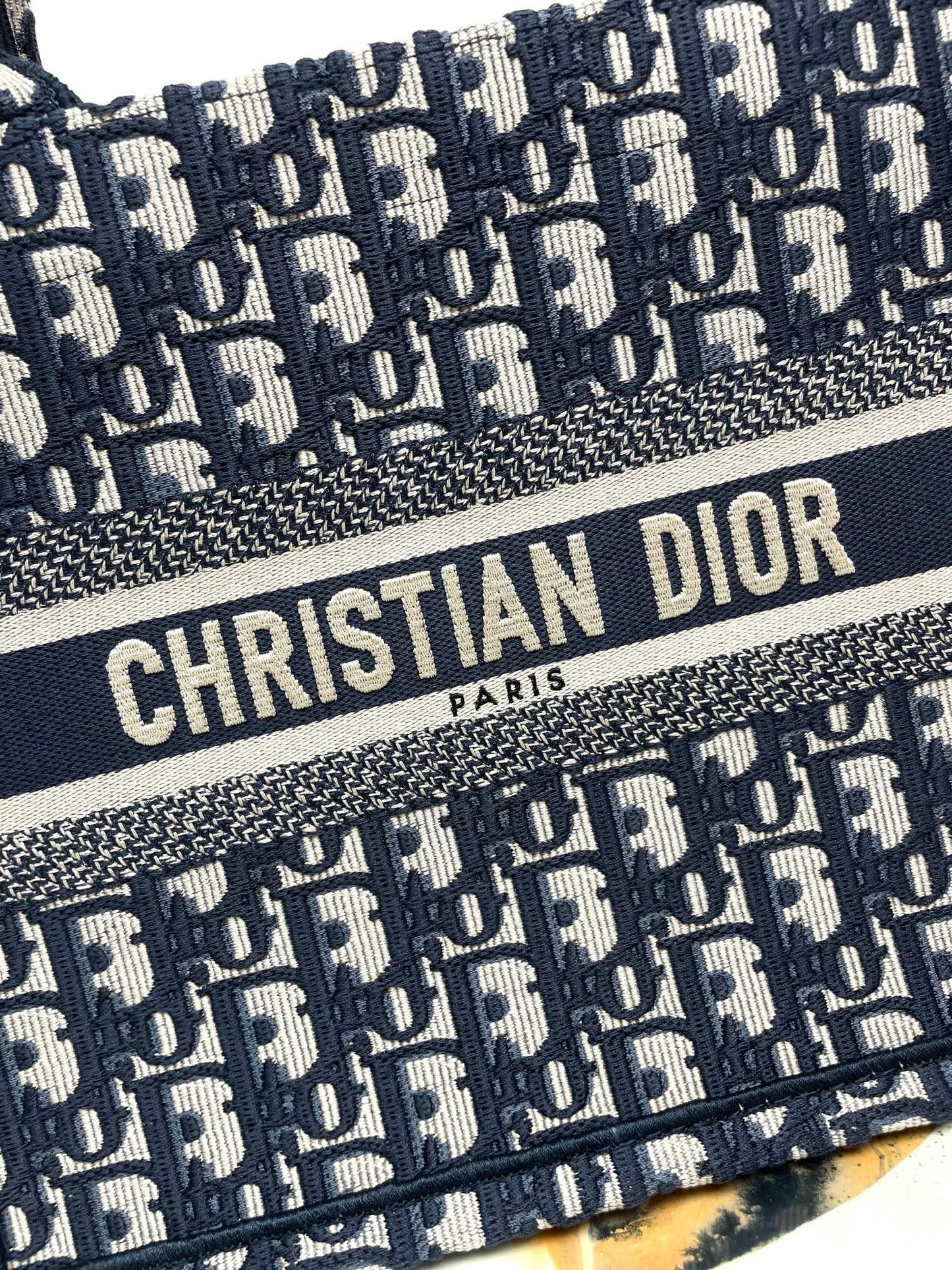 Christian Dior Book Tote Blue Dior Oblique Embroidery Bag