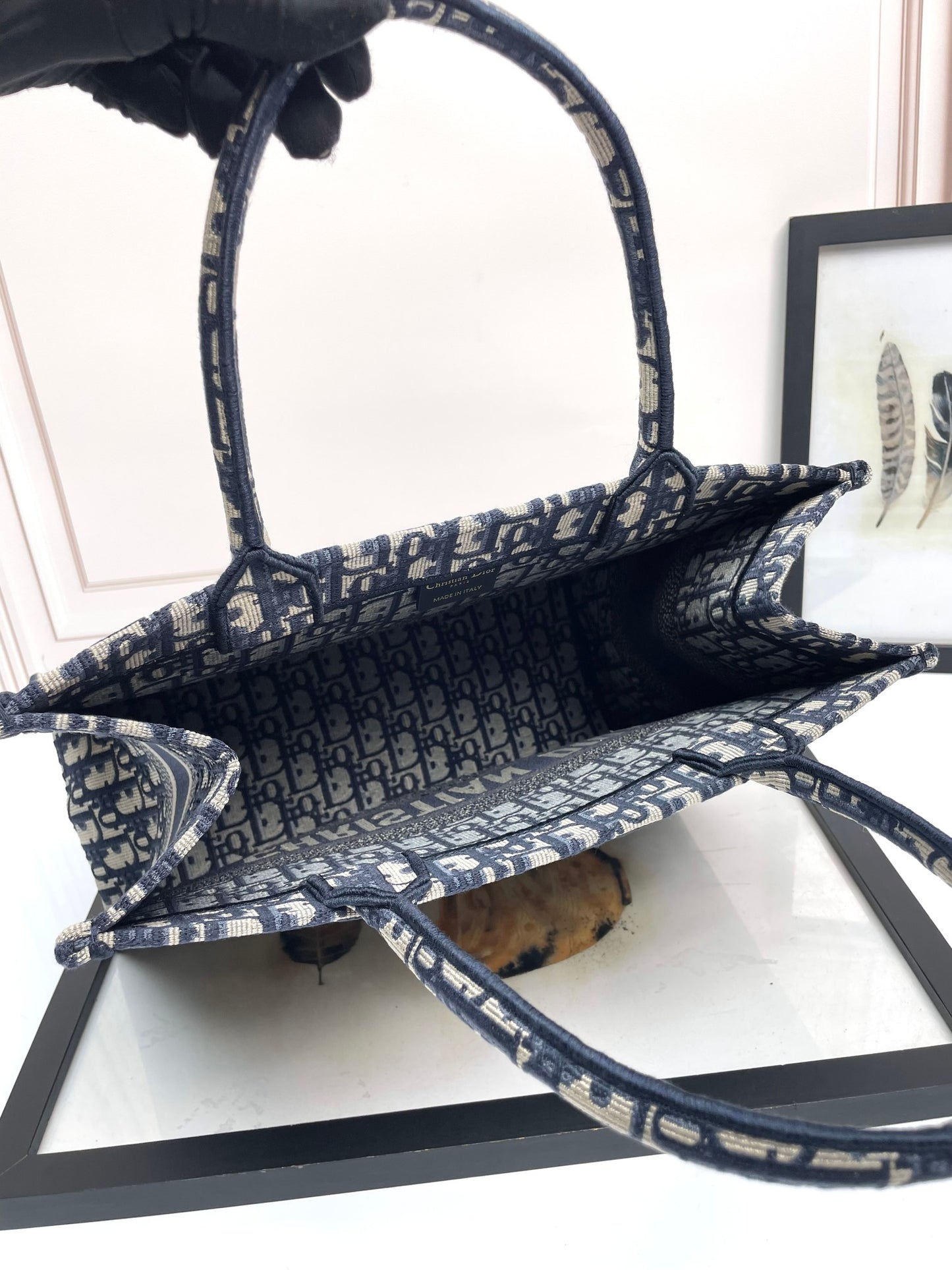Christian Dior Book Tote - Blue Dior Oblique Embroidery