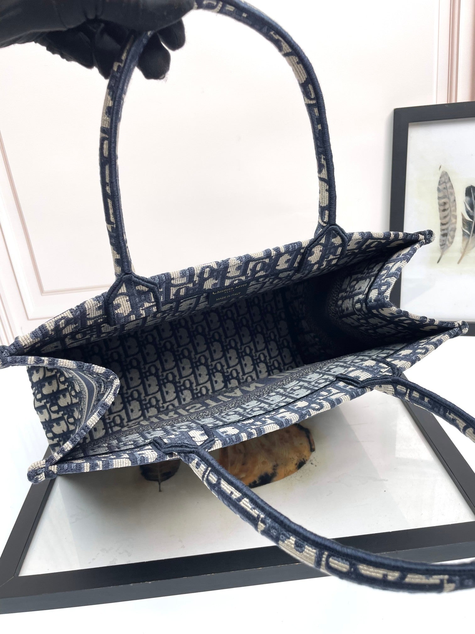 Christian Dior Book Tote - Blue Dior Oblique Embroidery