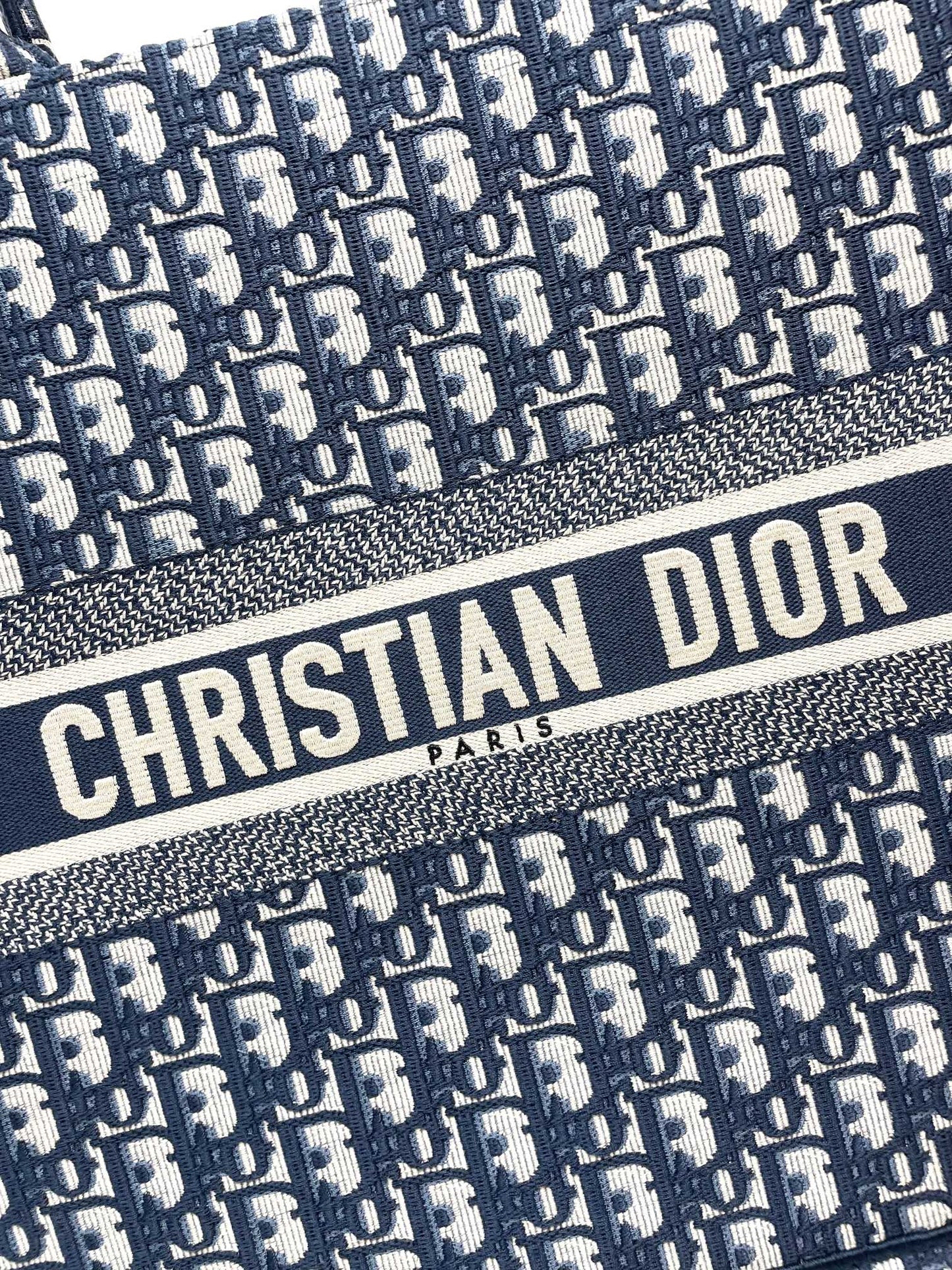 Christian Dior Book Tote Bag - Blue Dior Oblique Embroidery