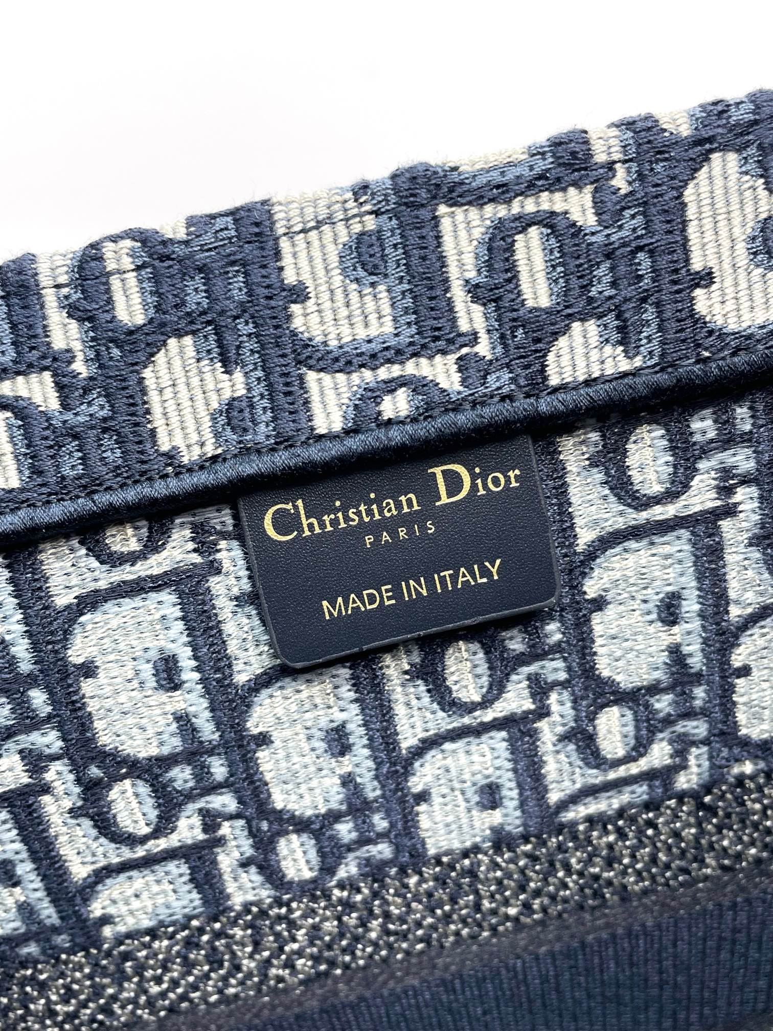 Christian Dior Oblique Embroidered Book Tote Bag - Blue Canvas Large