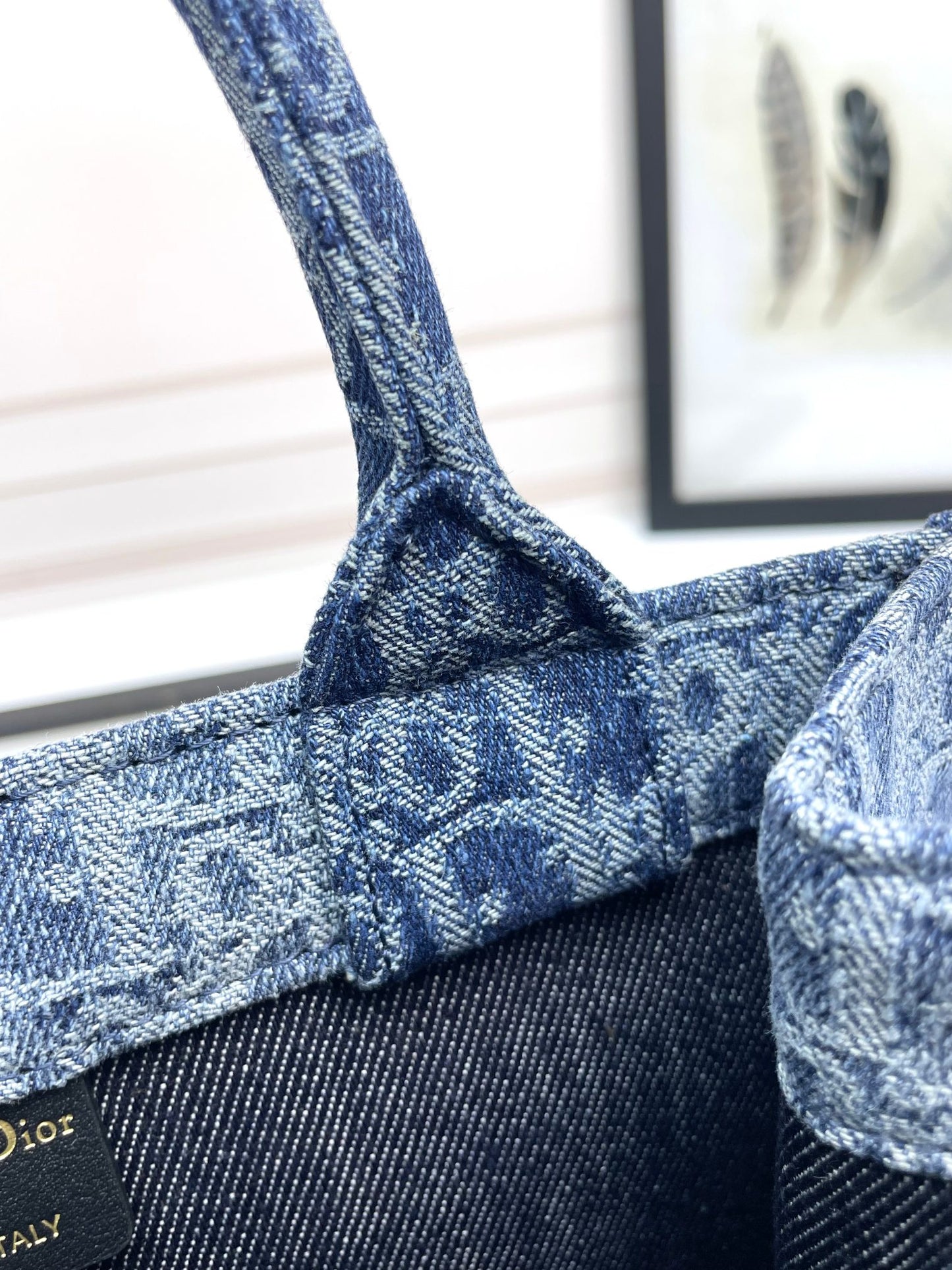 Dior Book Tote Blue Dior Oblique Embroidery Denim Handbag