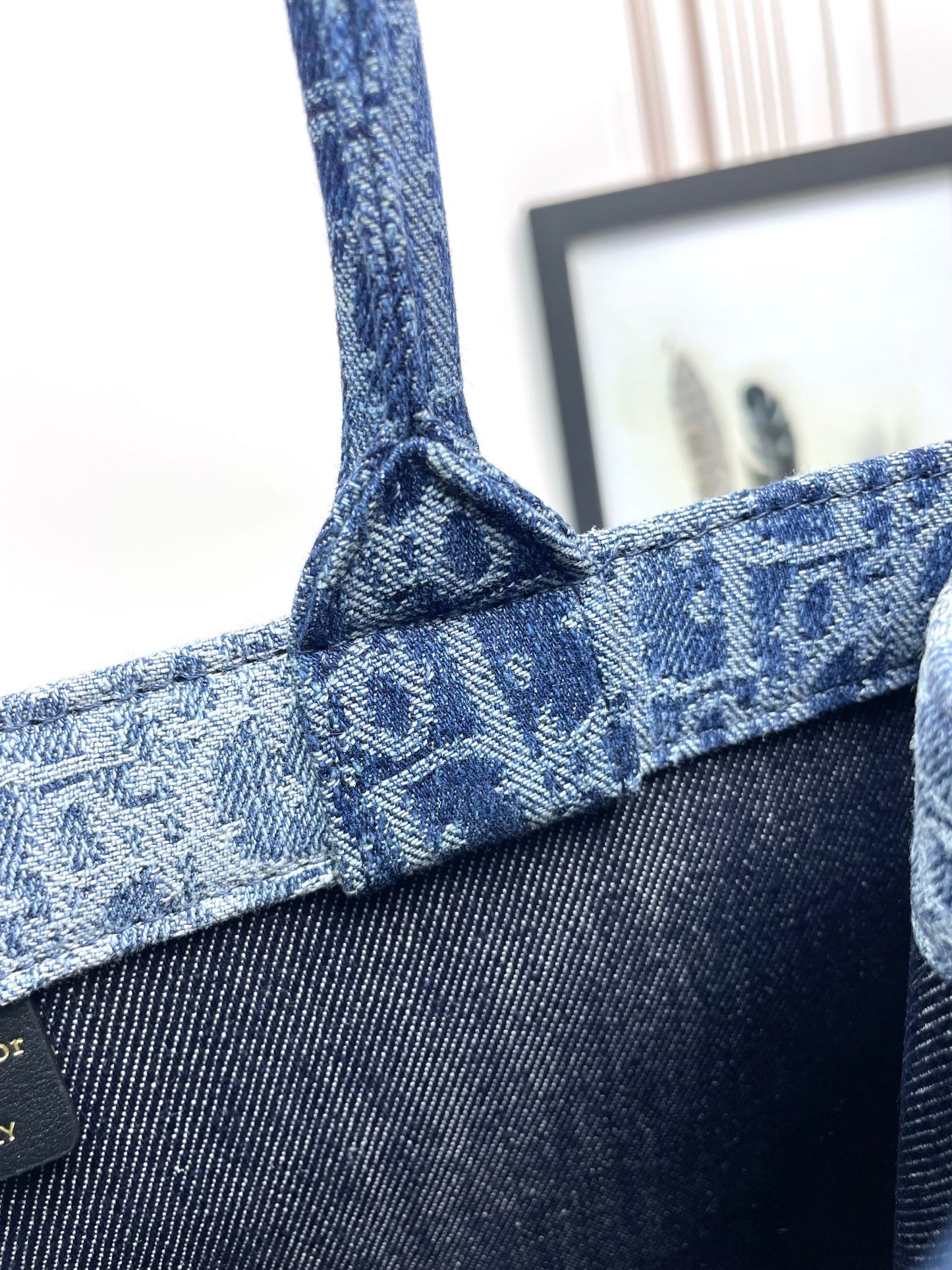 Christian Dior Blue Oblique Book Tote - Washed Denim Canvas Bag