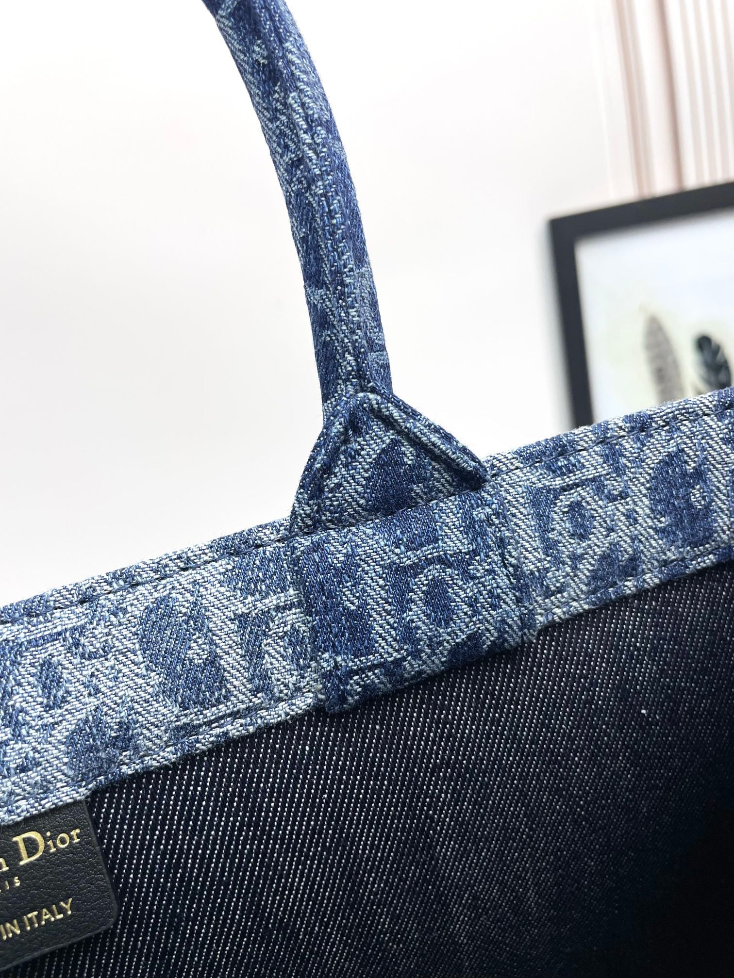 Christian Dior Book Tote Blue Dior Oblique Denim Embroidery Bag
