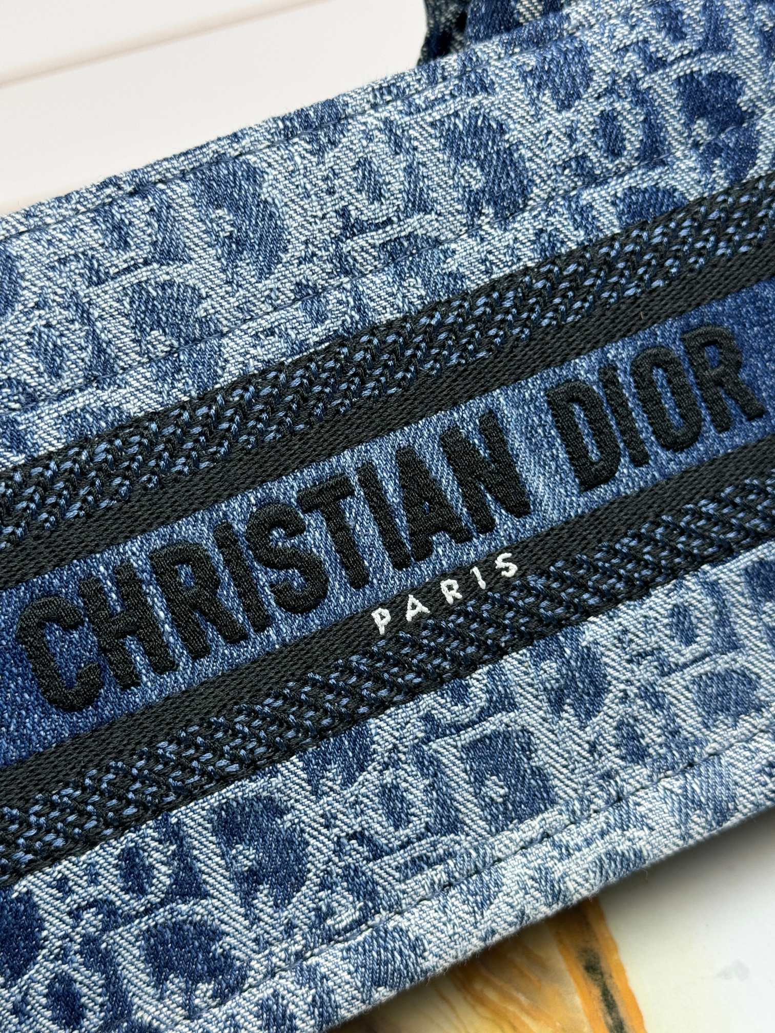 Christian Dior Mini Book Tote Blue Oblique Denim Handbag with Strap