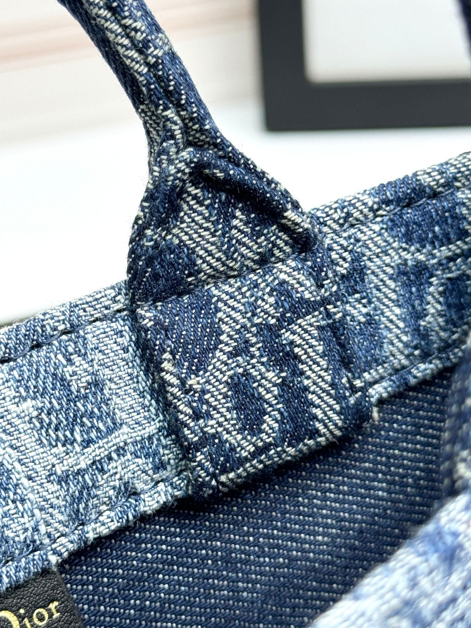 Christian Dior Mini Book Tote with Strap - Blue Dior Oblique Embroidery