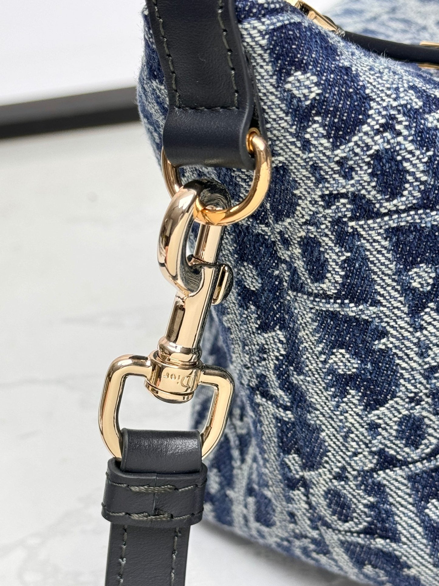 Vintage-Inspired Blue Monogram Jacquard Small Shoulder Bag with Crossbody Strap