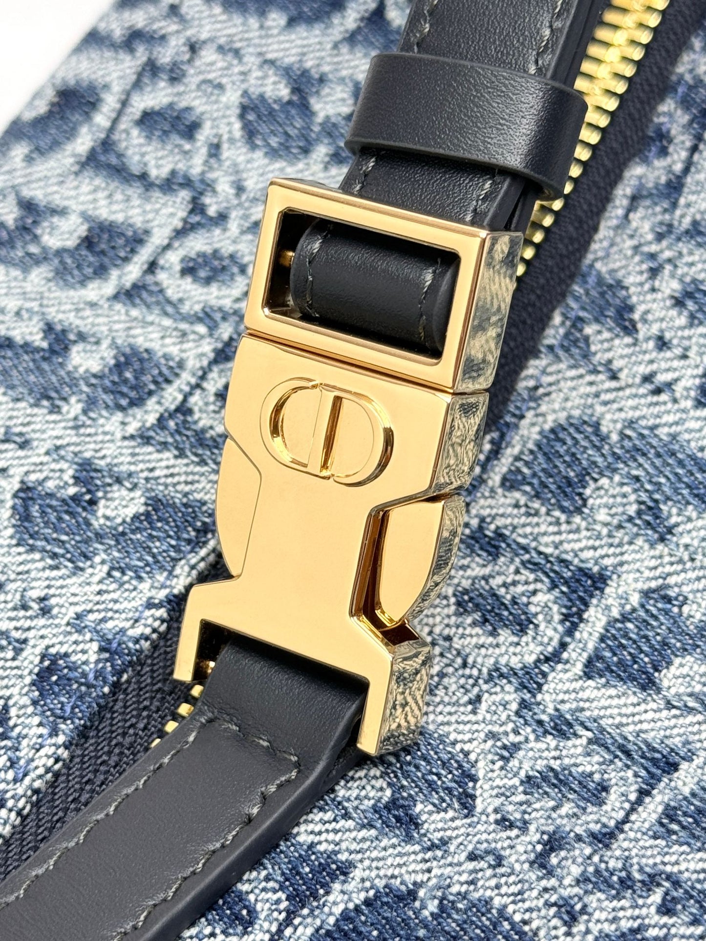 Vintage-Inspired Blue Monogram Jacquard Small Shoulder Bag with Crossbody Strap