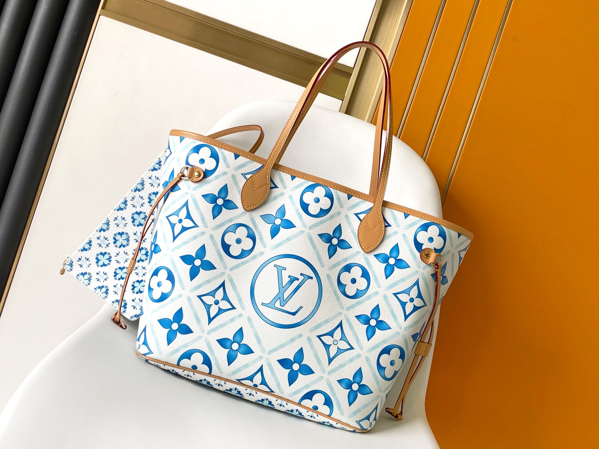 Louis Vuitton Neverfull MM By The Pool Monogram Tote Bag - Blue