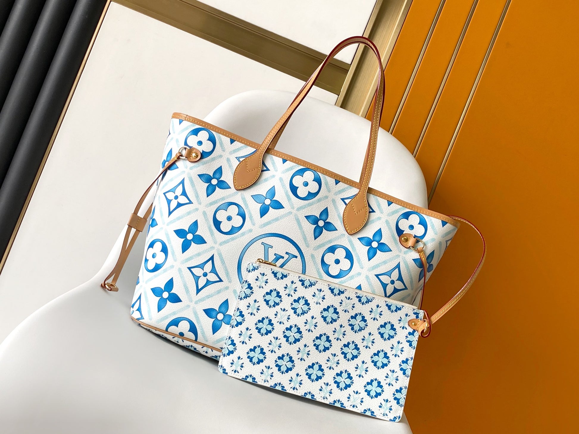 Louis Vuitton Neverfull MM By The Pool Monogram Tote Bag - Blue