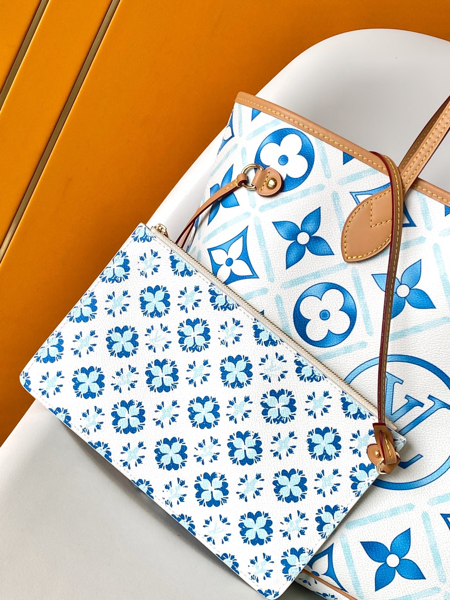 Louis Vuitton Neverfull MM By The Pool Monogram Tote Bag - Blue