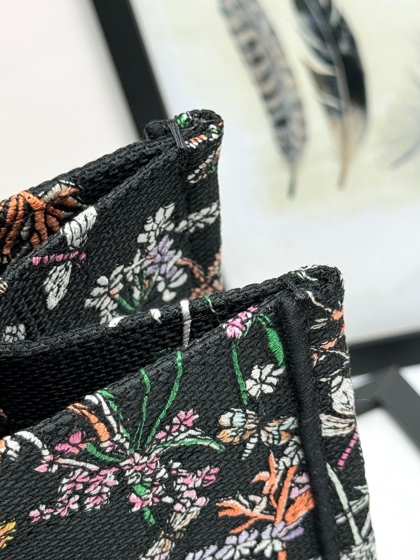 Christian Dior Large Book Tote Black Herbarium Floral Canvas Handbag