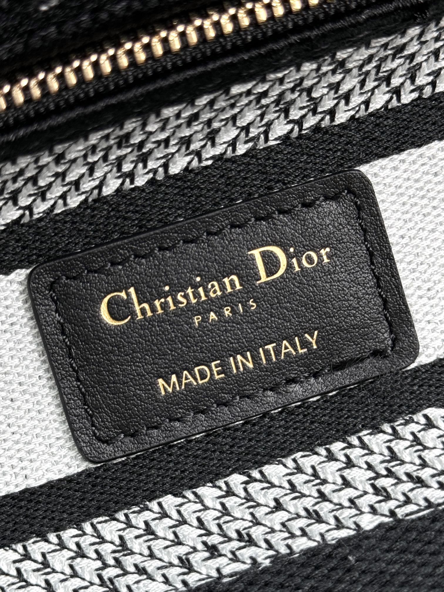 Christian Dior Lady D-Lite Bag with Floral and Dragonfly Embroidery - Black