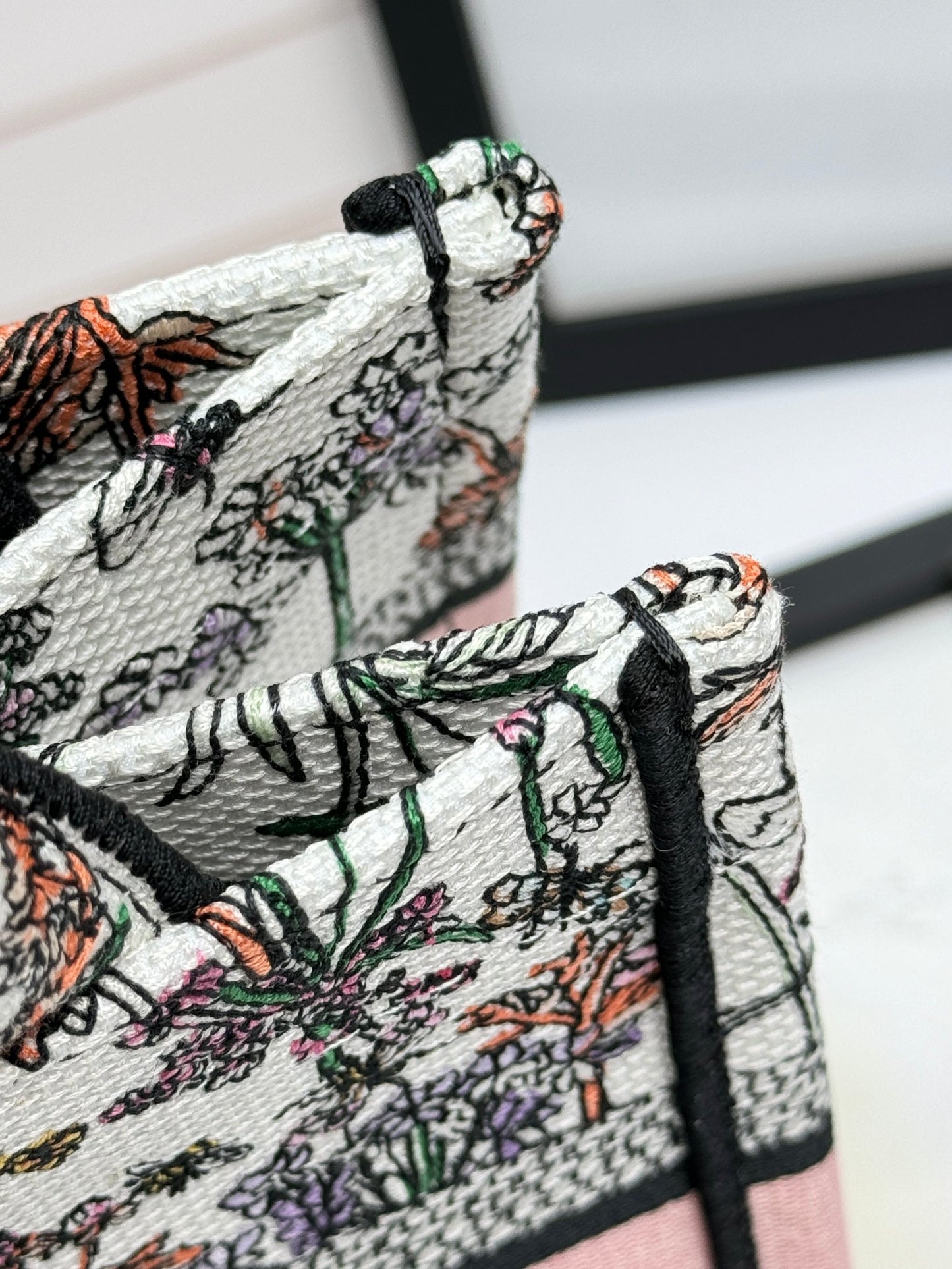 Christian Dior Floral Embroidered Canvas Book Tote Bag
