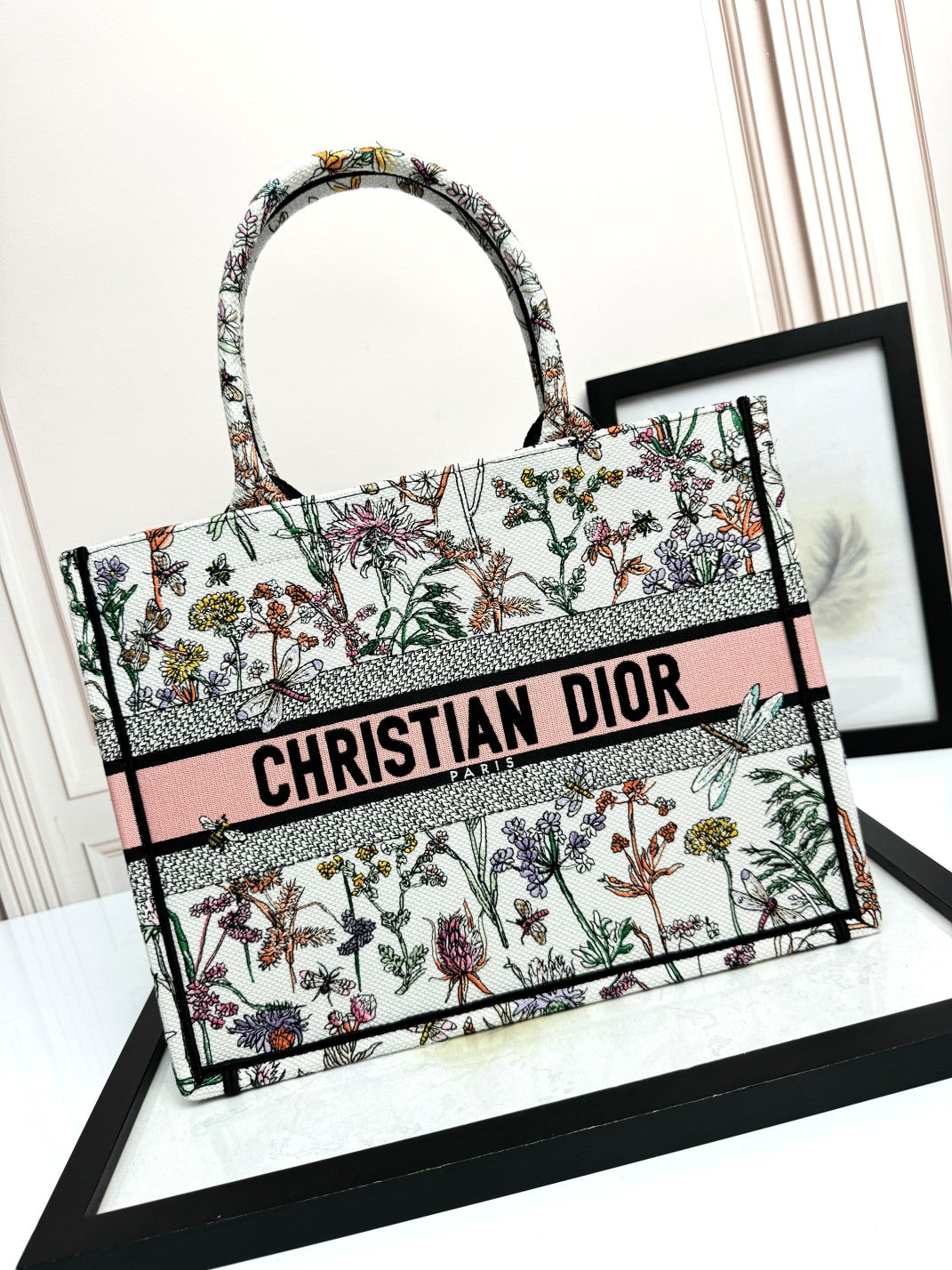 Christian Dior Book Tote - Floral Multicolor Canvas Large Handbag