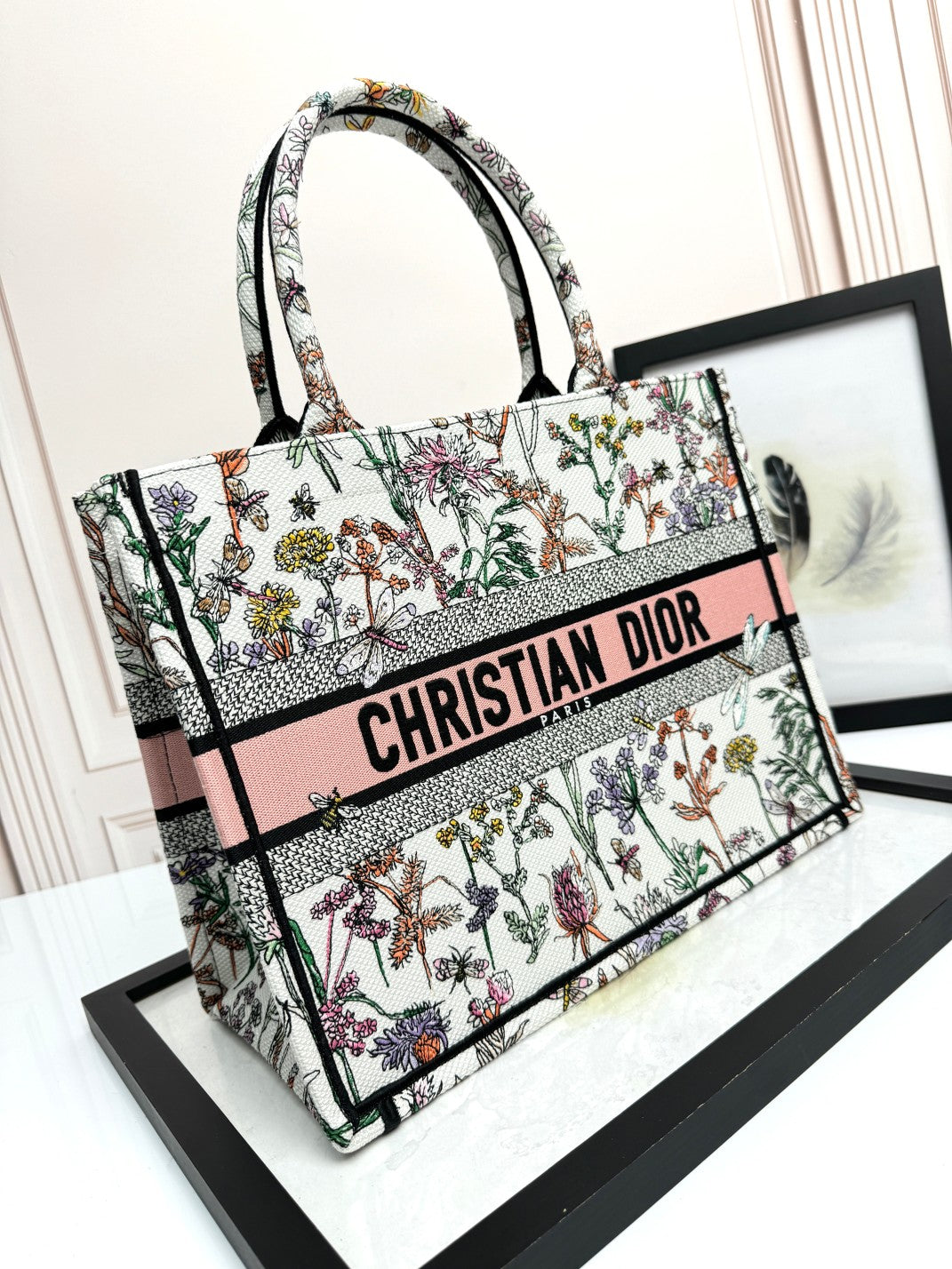 Christian Dior Book Tote - Floral Multicolor Canvas Large Handbag
