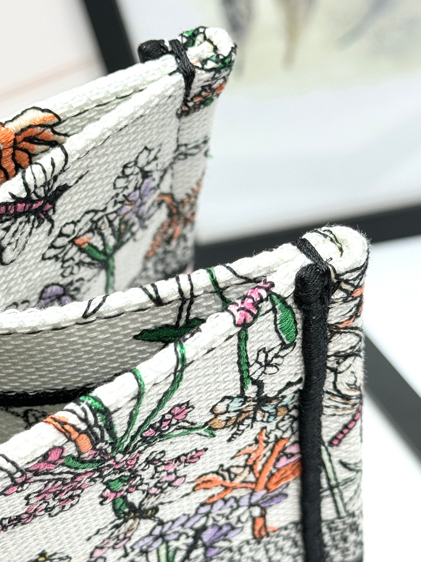 Christian Dior Book Tote Medium Floral Embroidery Canvas Bag