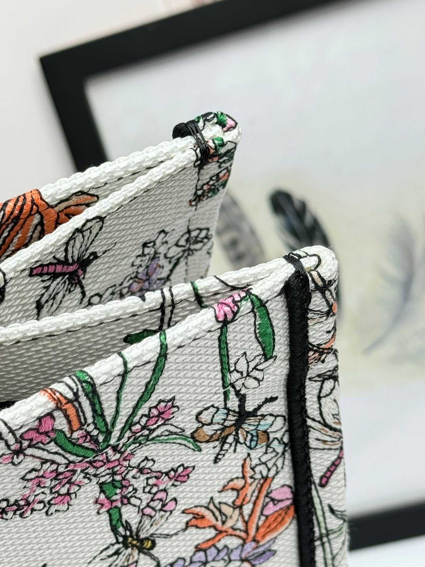 Christian Dior Large Book Tote Multicolor Floral Mille Fleurs Embroidery Bag