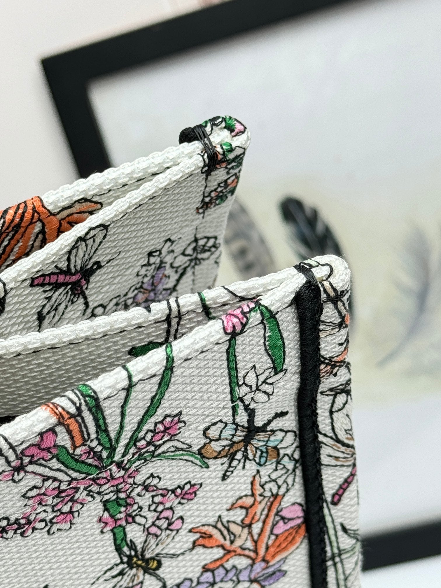 Christian Dior Large Book Tote Multicolor Floral Mille Fleurs Embroidery Bag