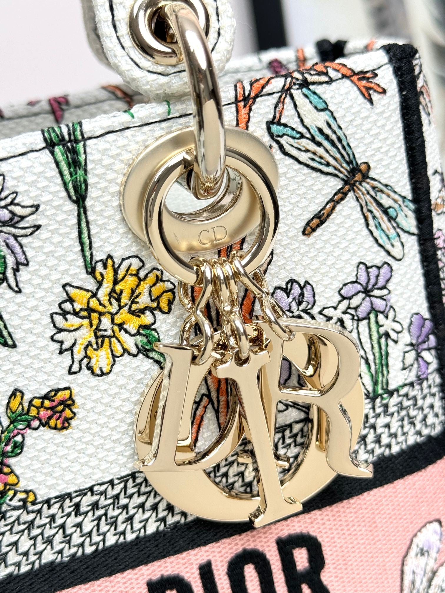 Christian Dior Lady D-Lite Bag White Mille Fleurs Embroidery