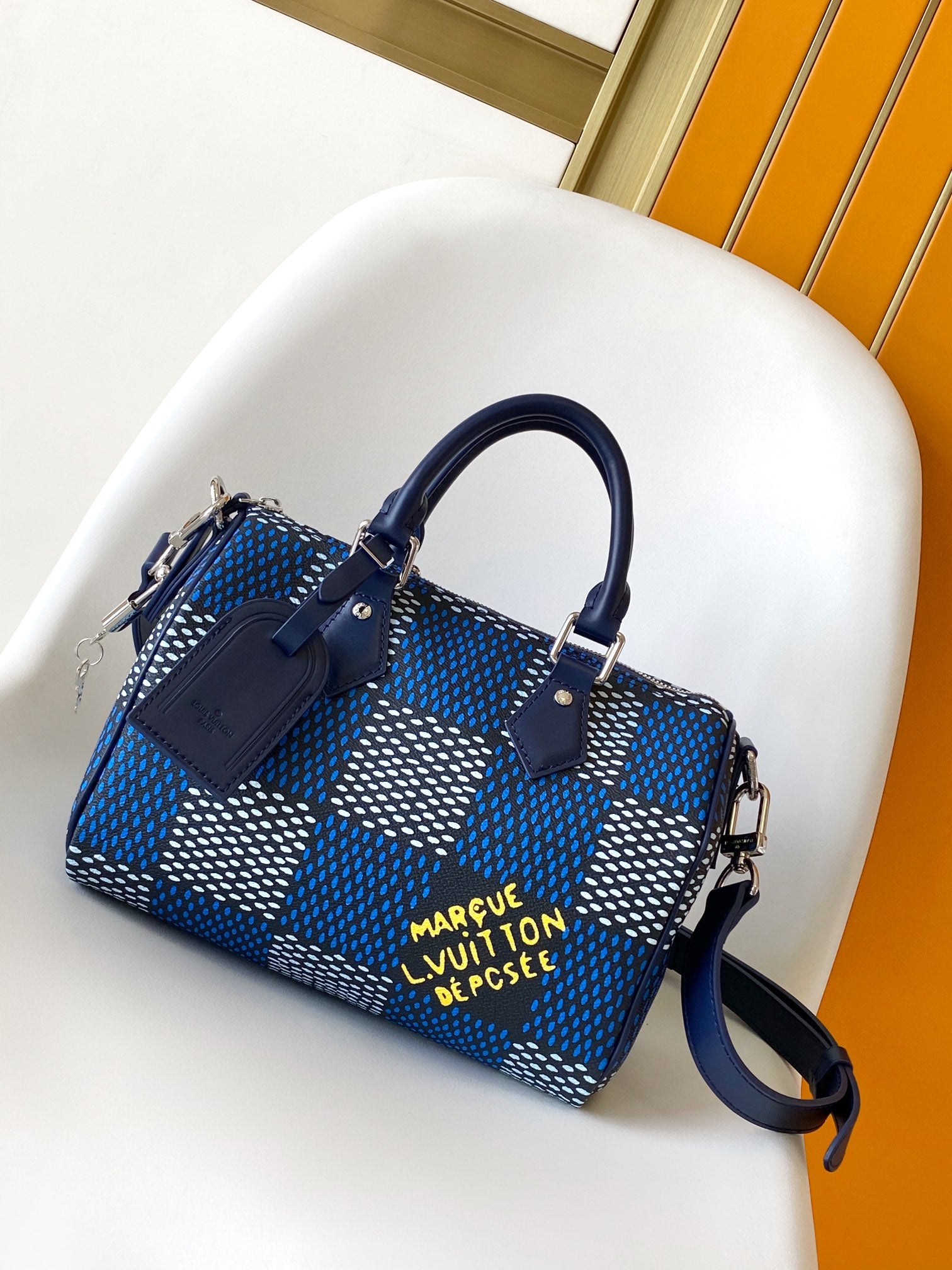 Louis Vuitton Speedy Bandoulière 25 Damier Heritage Blue Handbag