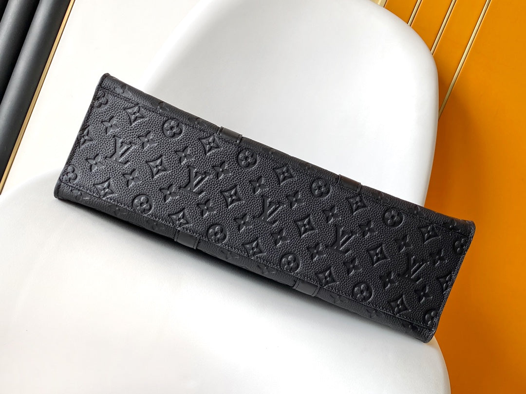 Louis Vuitton Sac Plat Monogram Shadow Leather Tote Bag - Black