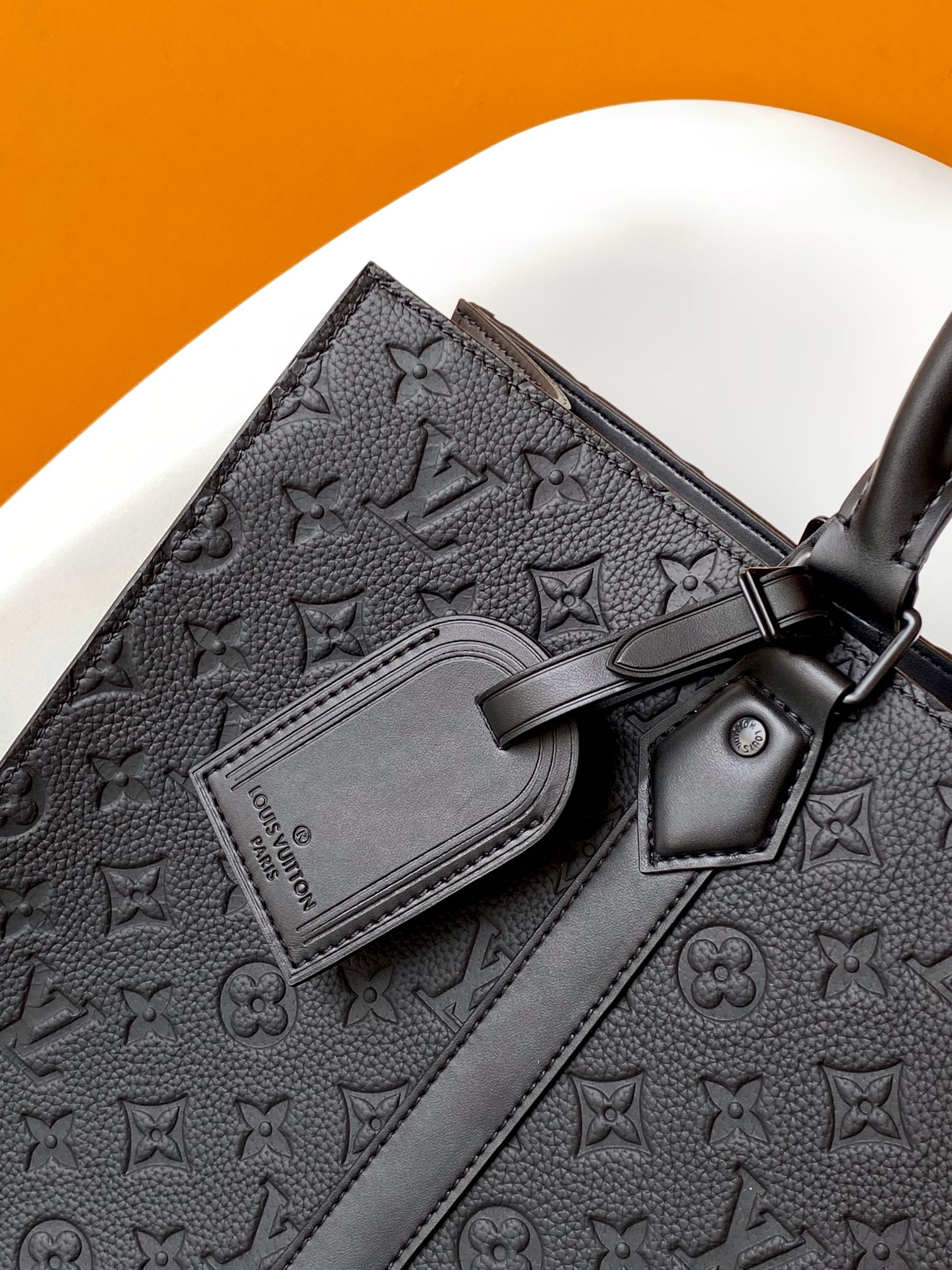 Louis Vuitton Sac Plat Monogram Shadow Leather Tote Bag - Black