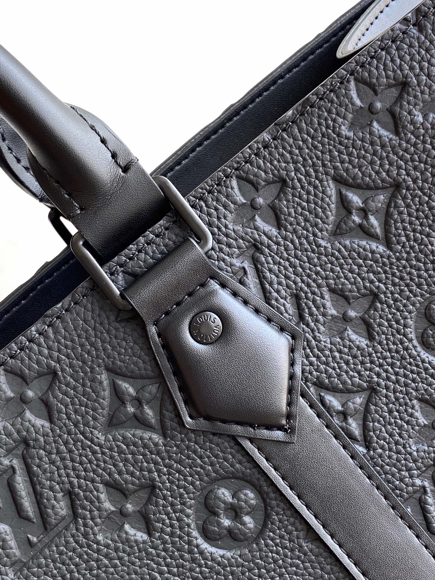 Louis Vuitton Sac Plat Monogram Shadow Leather Tote Bag - Black
