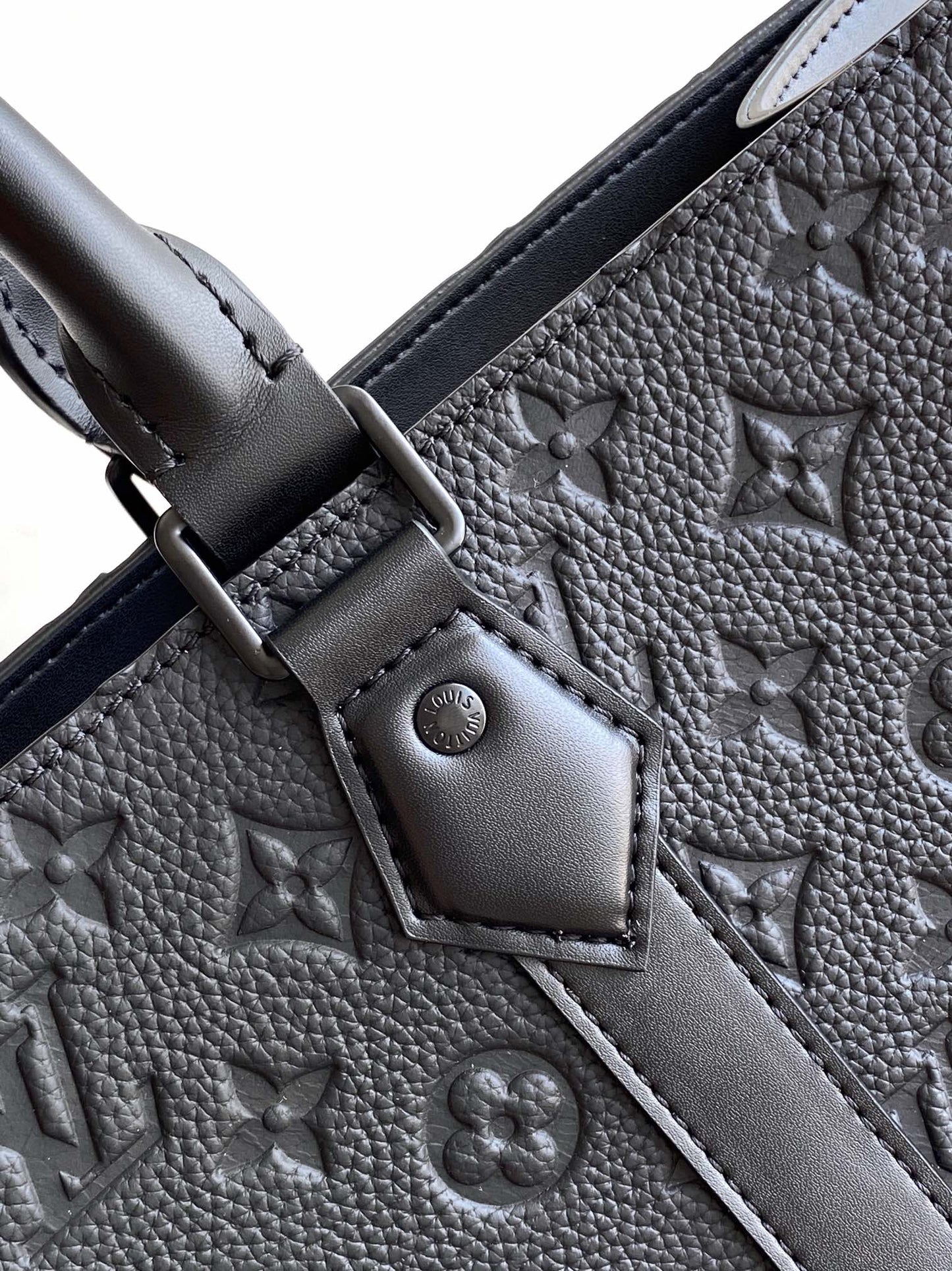 Louis Vuitton Black Embossed Leather Structured Business Tote Handbag