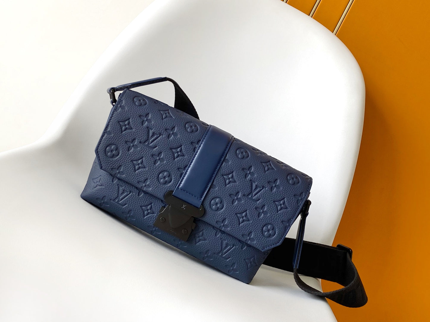 Louis Vuitton S-Lock Messenger Bag - Blue Monogram Taurillon Leather