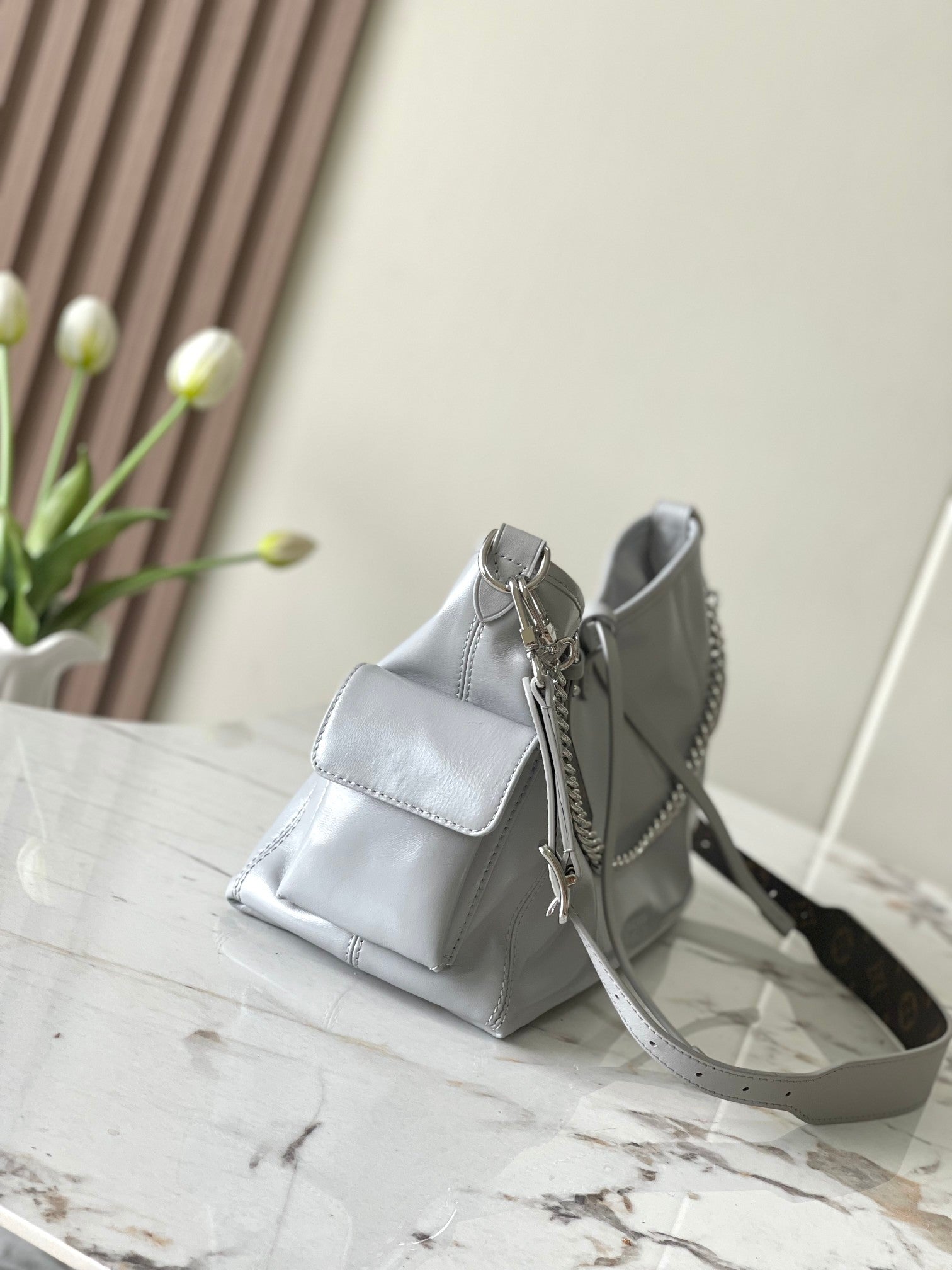 Louis Vuitton Low Key Shoulder Bag - Grey Calfskin Leather