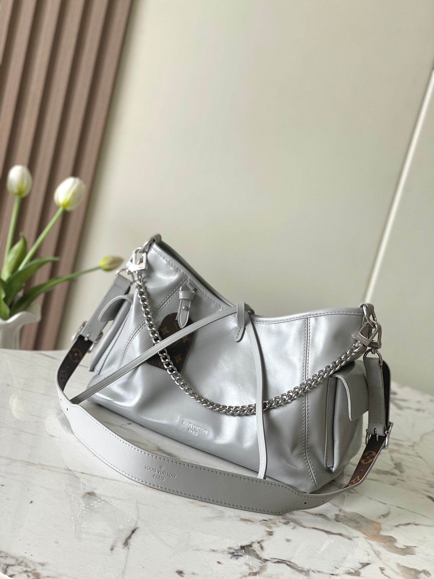 Louis Vuitton Low Key Shoulder Bag - Grey Calfskin Leather