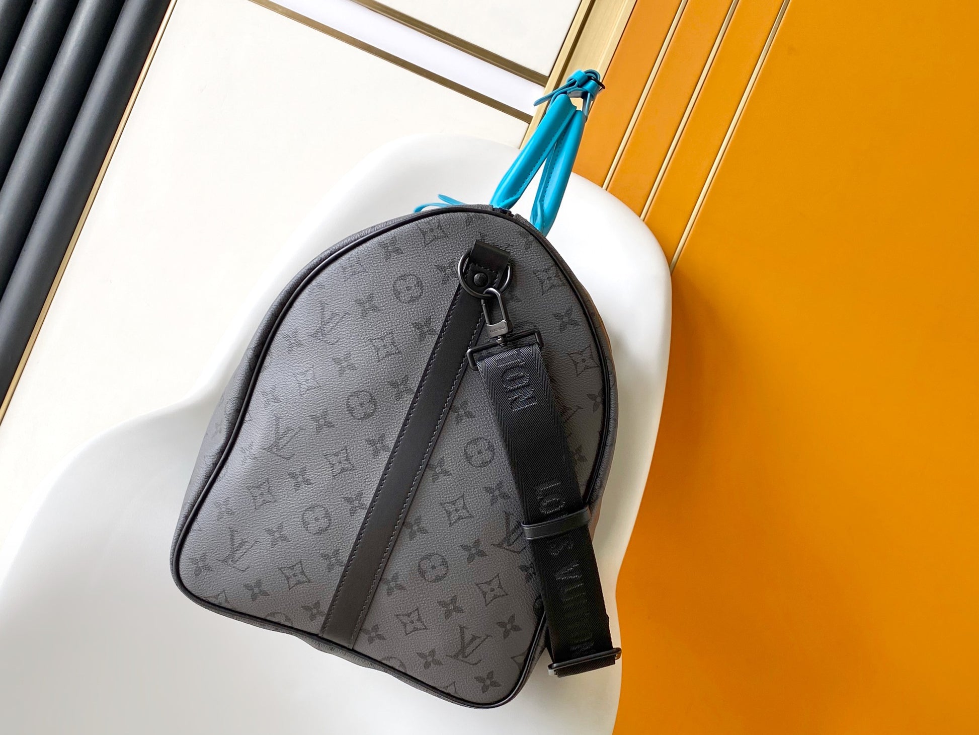 Louis Vuitton Keepall Bandoulière 50 Monogram Eclipse Canvas Turquoise