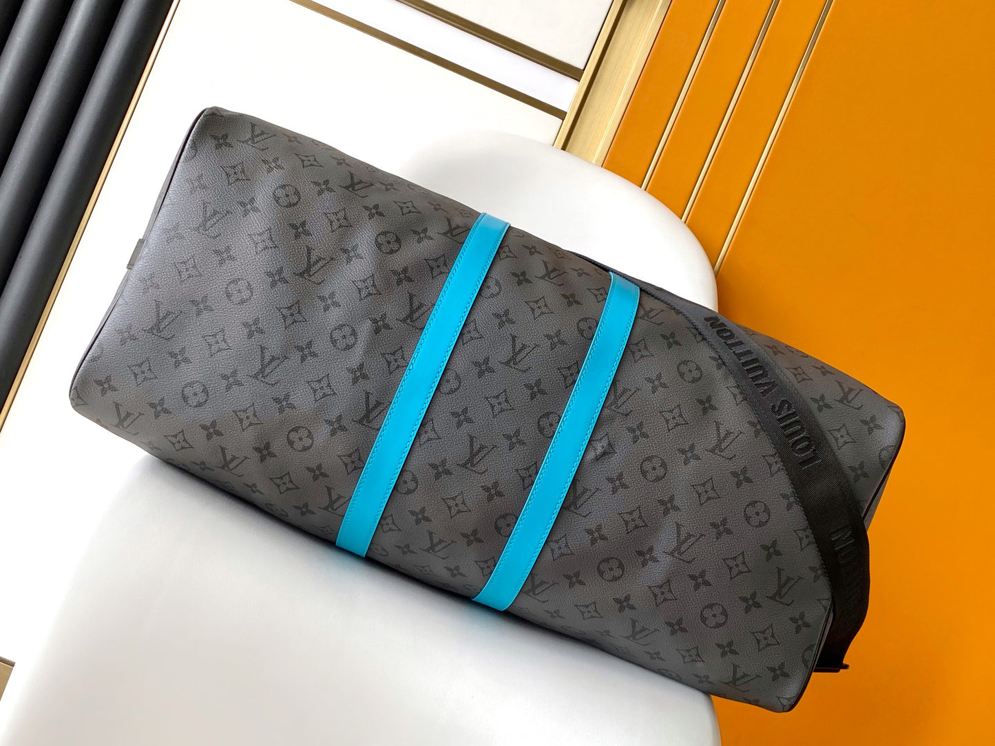 Louis Vuitton Keepall Bandoulière 50 Monogram Eclipse Canvas Turquoise