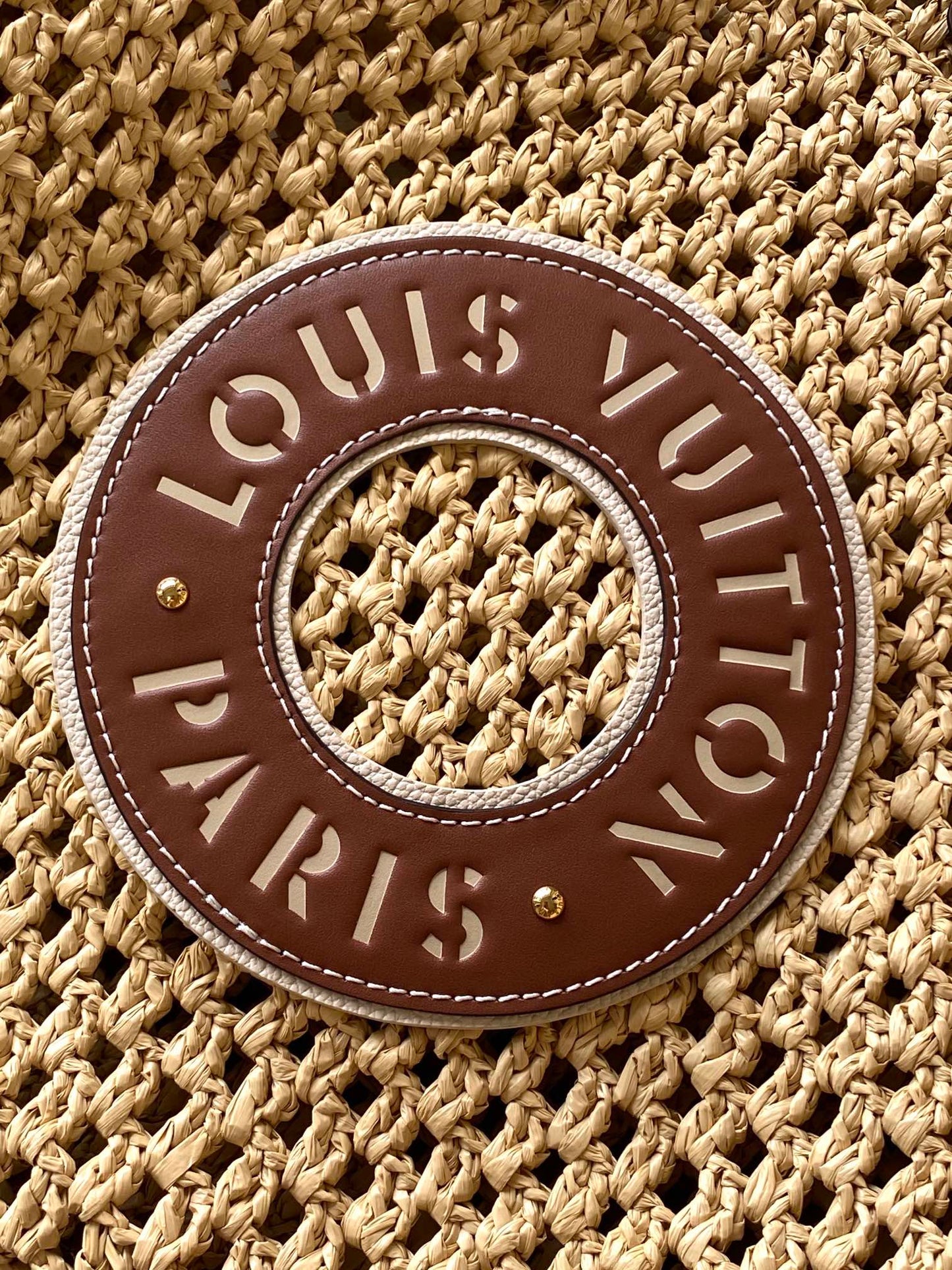 Louis Vuitton OnTheGo MM Raffia Monogram Tote Bag - Natural/Tan