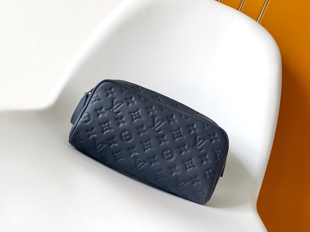 Louis Vuitton Monogram Shadow Leather Toiletry Pouch - Navy Blue