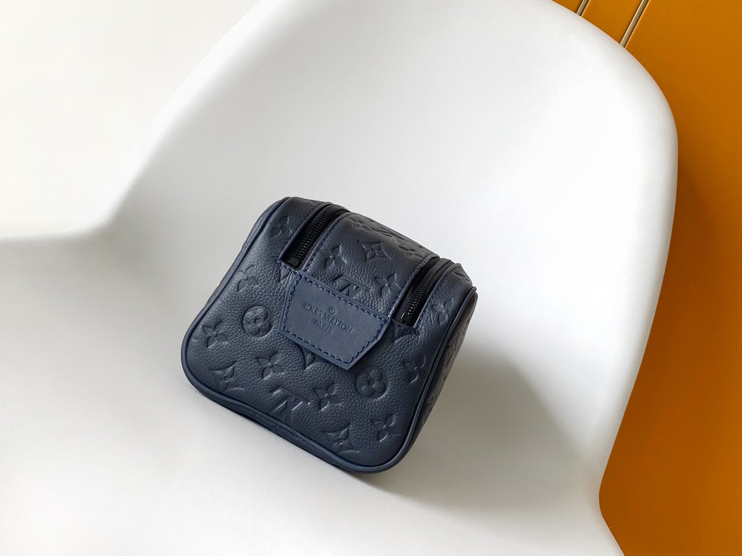 Louis Vuitton Monogram Shadow Leather Toiletry Pouch - Navy Blue