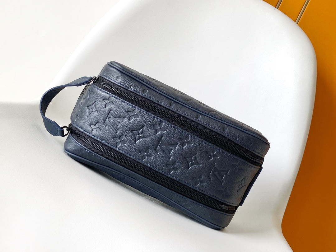 Louis Vuitton Monogram Shadow Leather Toiletry Pouch - Navy Blue