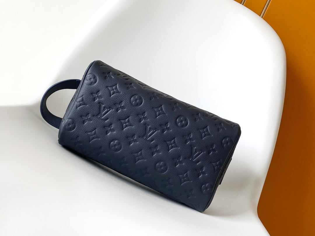 Louis Vuitton Monogram Shadow Leather Toiletry Pouch - Navy Blue