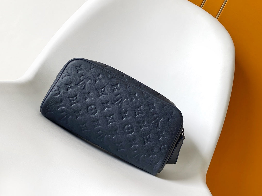 Louis Vuitton Monogram Shadow Leather Toiletry Pouch - Navy Blue