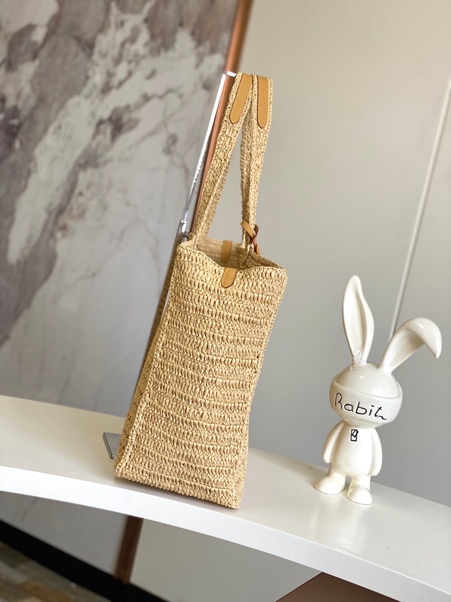 Louis Vuitton Onthego GM Raffia Crochet Tote Bag - Natural Beige