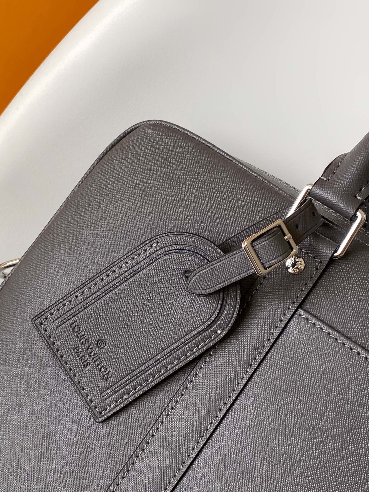 Louis Vuitton Professional Grey Leather Laptop Briefcase with Shoulder Strap