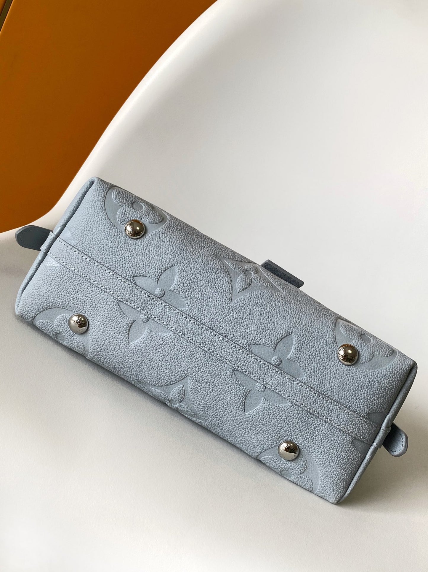 Women's Pale Blue Quilted Logo Shoulder Bag